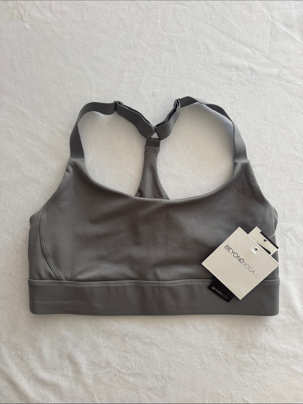 Beyond Yoga Charcoal Racerback Sports Bra with Adjustable Straps